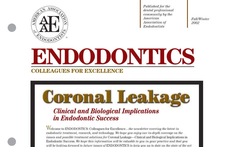 Cover of the Fall/Winter 2002 Endodontics: Colleagues for Excellence newsletter