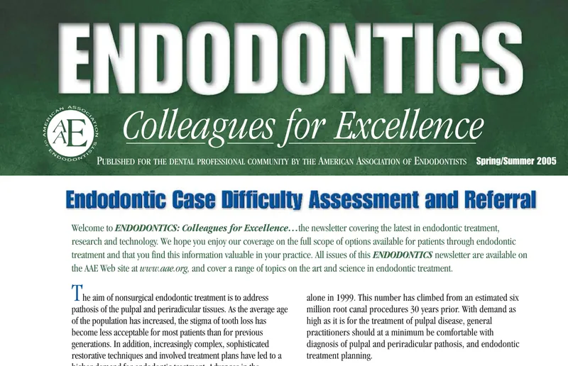 Cover of the Spring/Summer 2005 Endodontics: Colleagues for Excellence newsletter